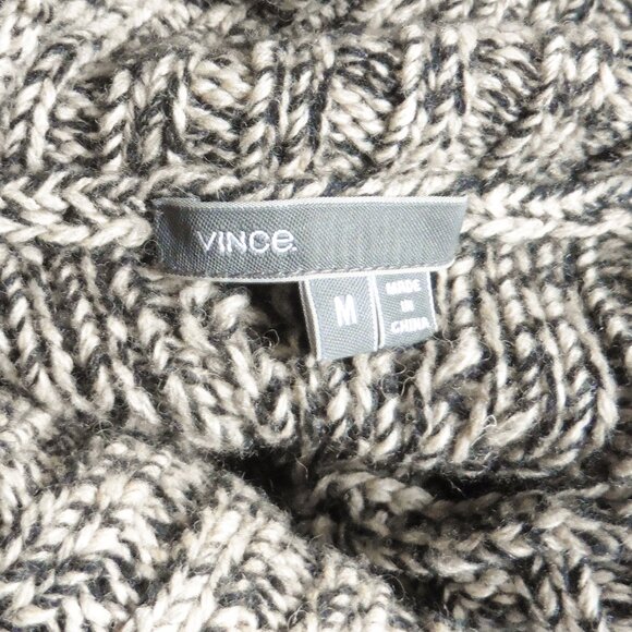 VINCE 50% Wool 50% Yak Color Twist Turtleneck Sweater in Natural/Carbon Medium - Picture 3 of 6